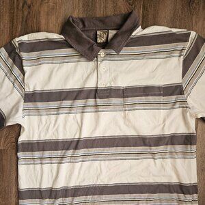Vintage Op Ocean Pacific Striped Polo Shirt Large Y2K Surf Skate Earth Tone